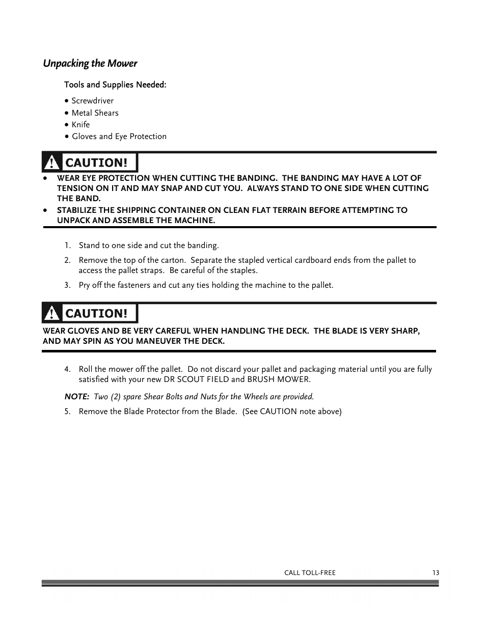 Unpacking the mower | DR Power Scout 8.25 (January 2007 and Later) User Manual | Page 17 / 54