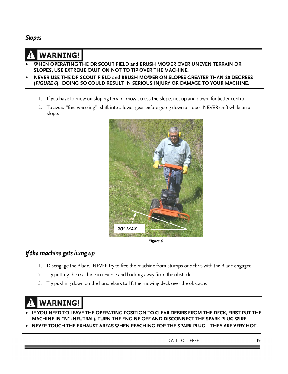 Slopes, If the machine gets hung up | DR Power Scout 8.25 (January 2007 and Later) User Manual | Page 23 / 54