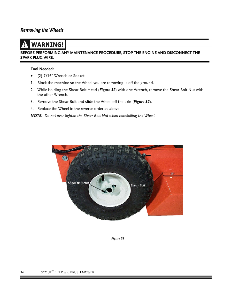 Removing the wheels | DR Power Scout 8.25 (January 2007 and Later) User Manual | Page 38 / 54