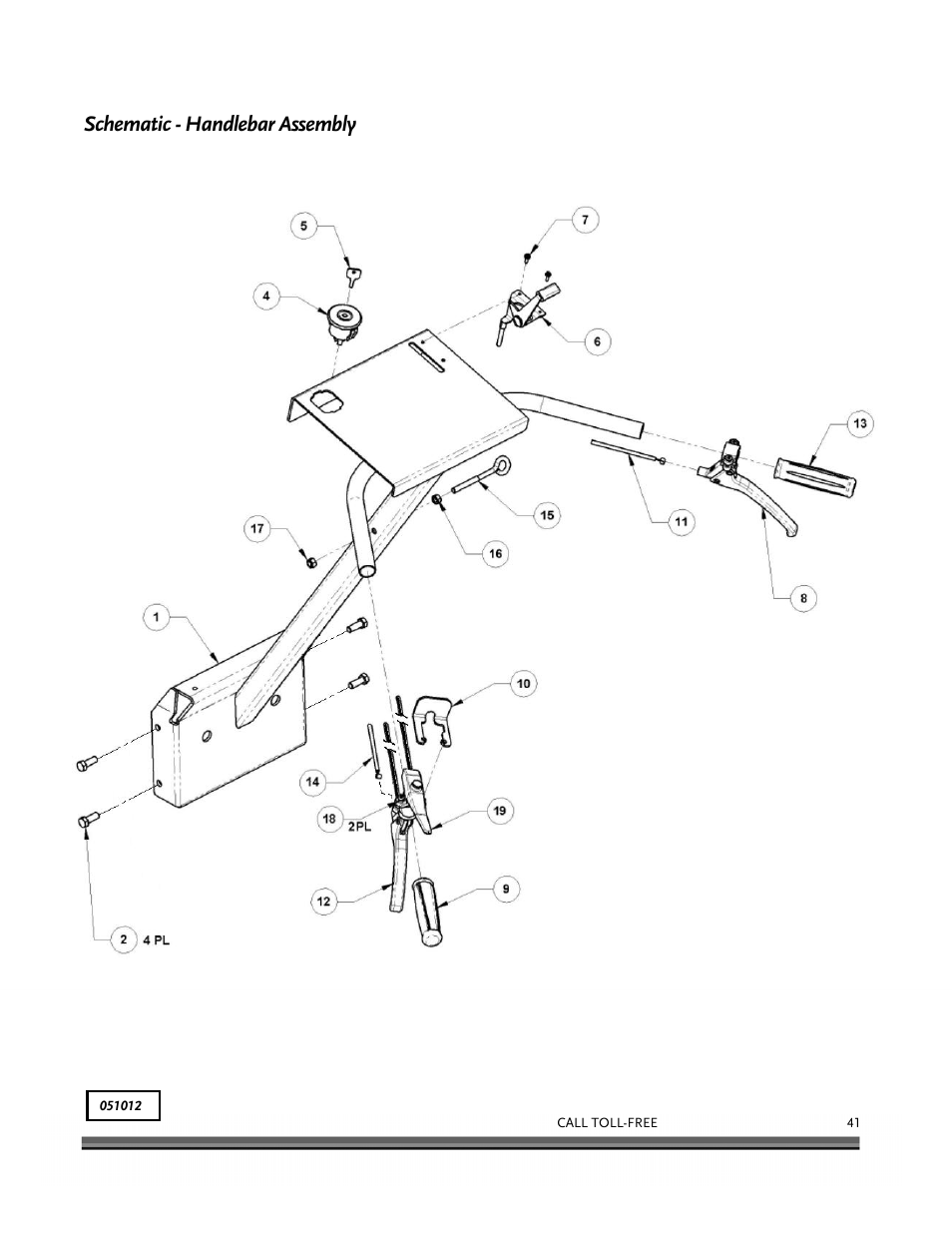 Schematic - handlebar assembly | DR Power Scout 8.25 (January 2007 and Later) User Manual | Page 45 / 54