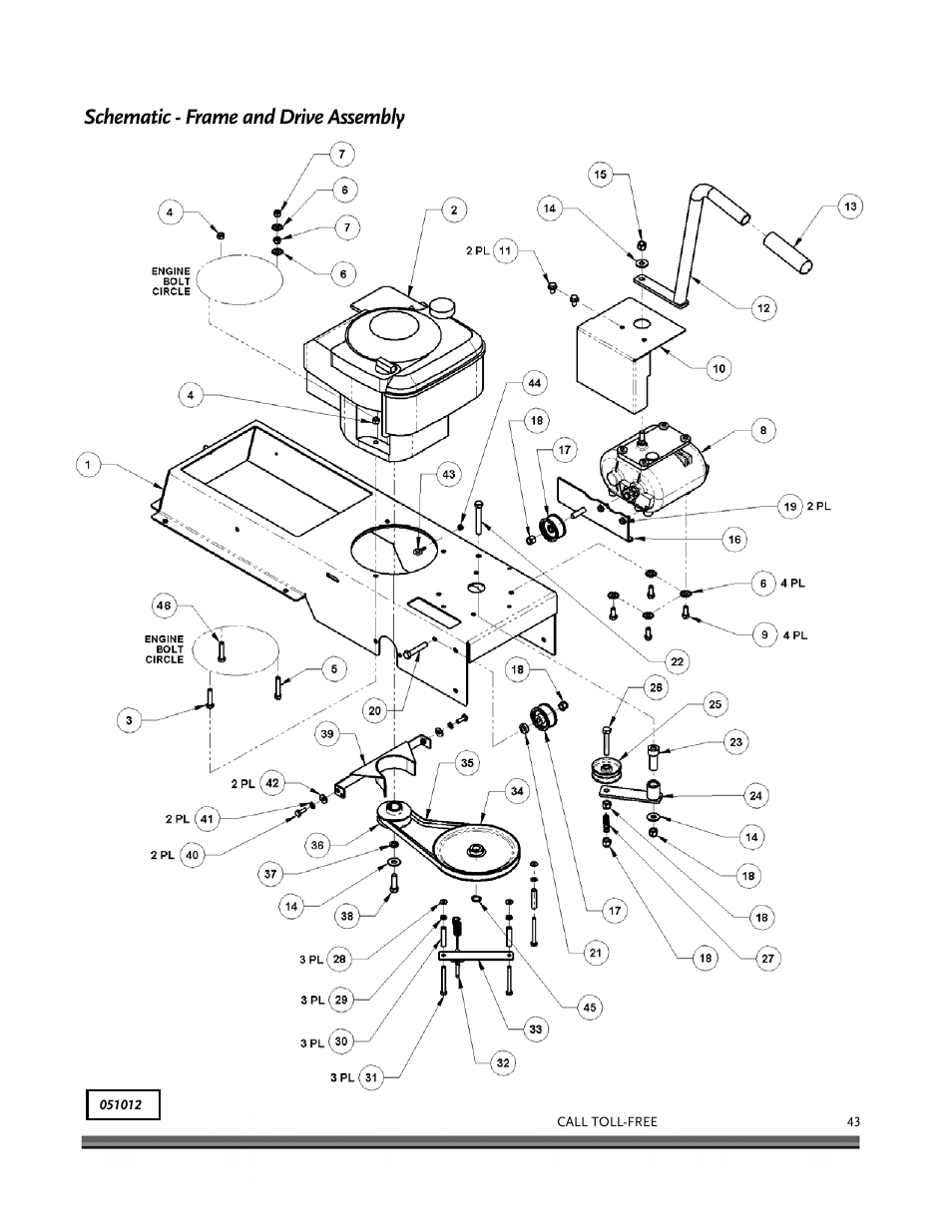 Schematic - frame and drive assembly | DR Power Scout 8.25 (January 2007 and Later) User Manual | Page 47 / 54