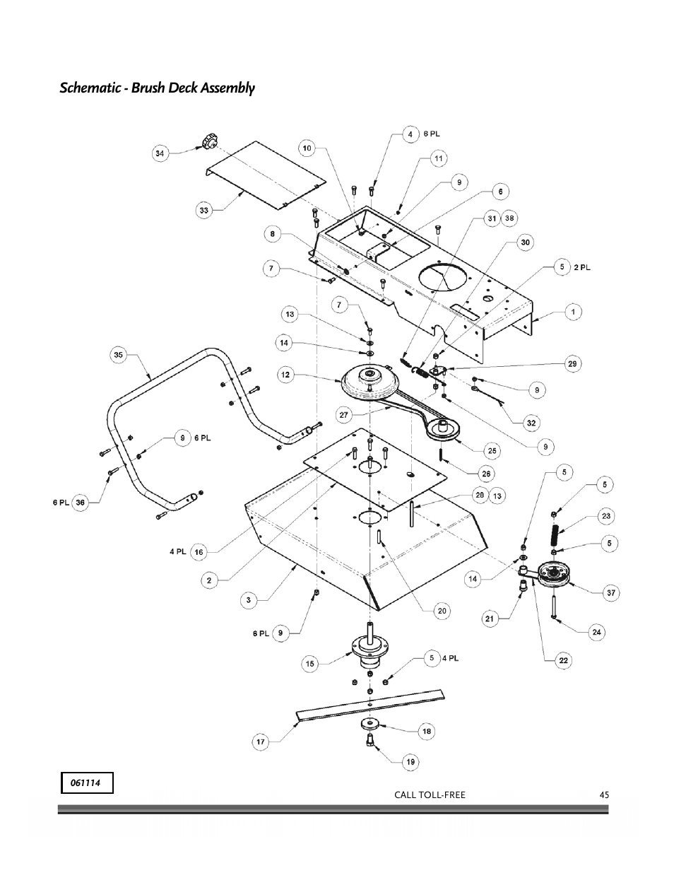 Schematic - brush deck assembly | DR Power Scout 8.25 (January 2007 and Later) User Manual | Page 49 / 54