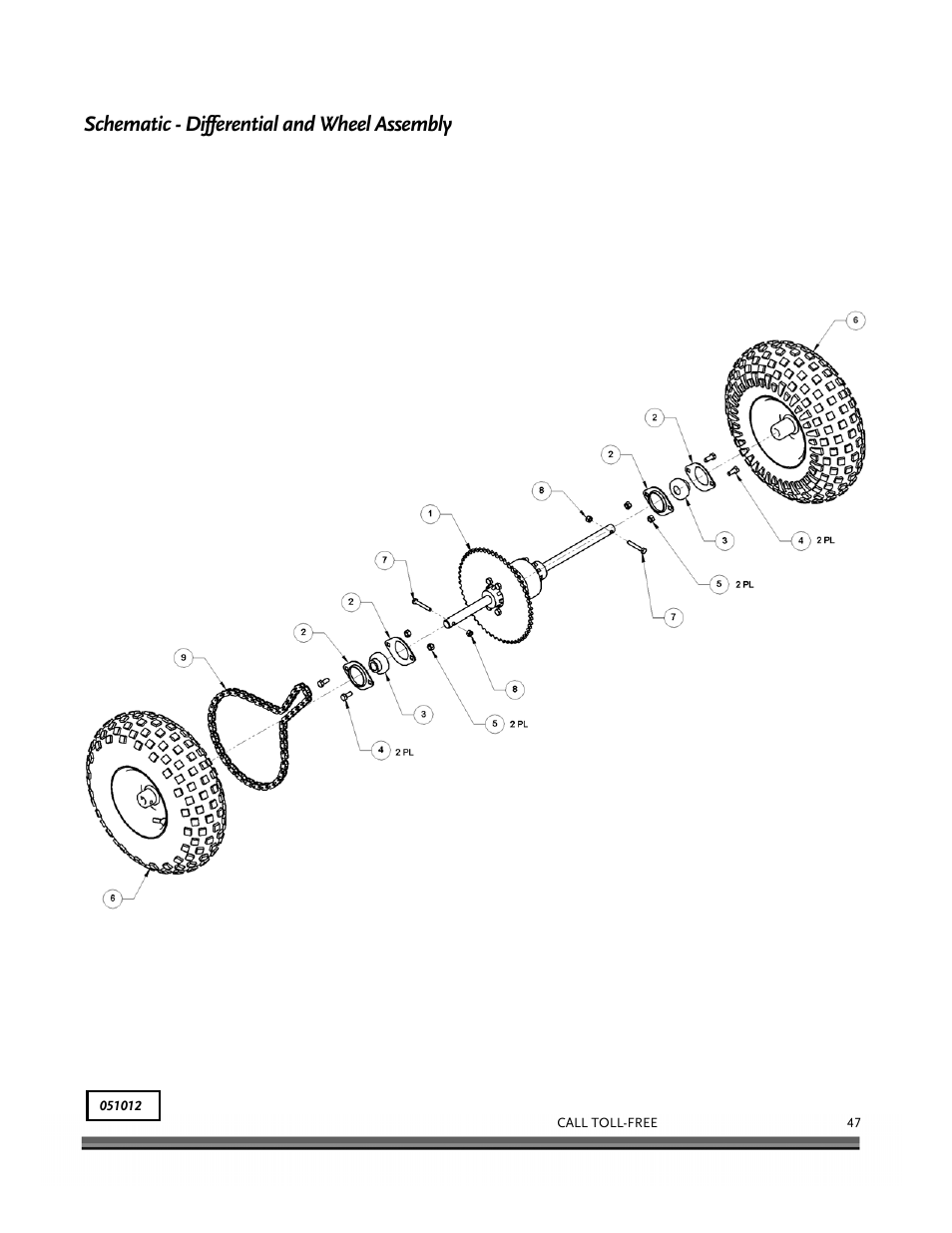 Schematic - differential and wheel assembly | DR Power Scout 8.25 (January 2007 and Later) User Manual | Page 51 / 54