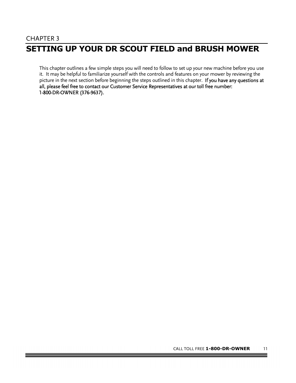 Setting up your dr scout field and brush mower, Chapter 3 | DR Power Scout 8.25 (September 2005 - December 2006) User Manual | Page 15 / 50