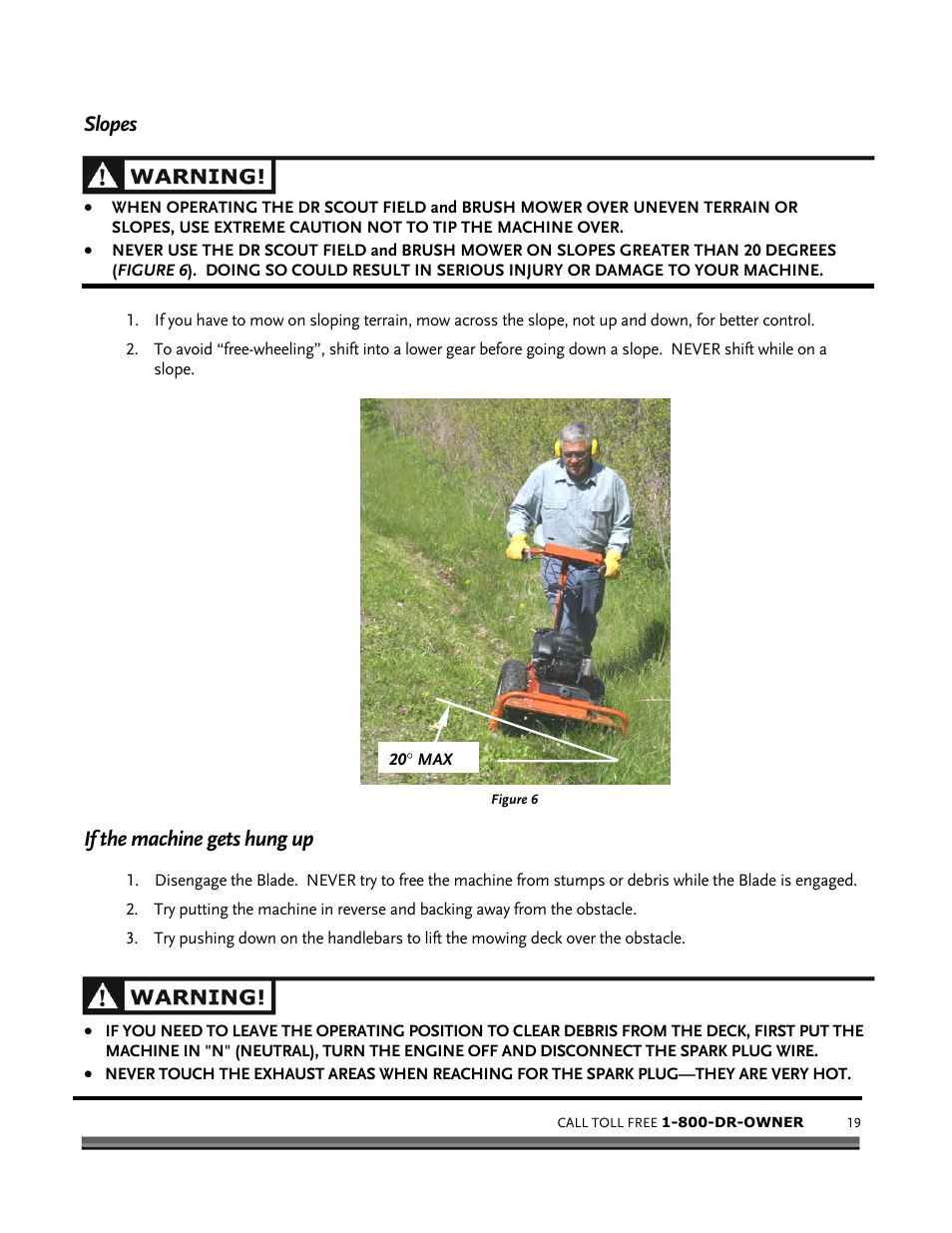 Slopes, If the machine gets hung up | DR Power Scout 8.25 (September 2005 - December 2006) User Manual | Page 23 / 50