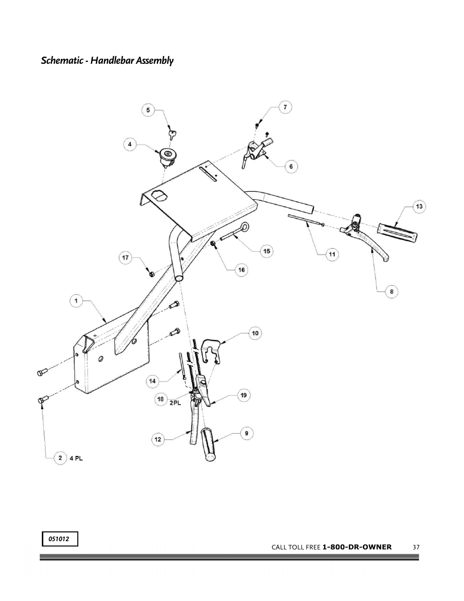 Schematic - handlebar assembly | DR Power Scout 8.25 (September 2005 - December 2006) User Manual | Page 41 / 50