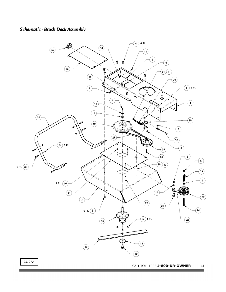 Schematic - brush deck assembly | DR Power Scout 8.25 (September 2005 - December 2006) User Manual | Page 45 / 50