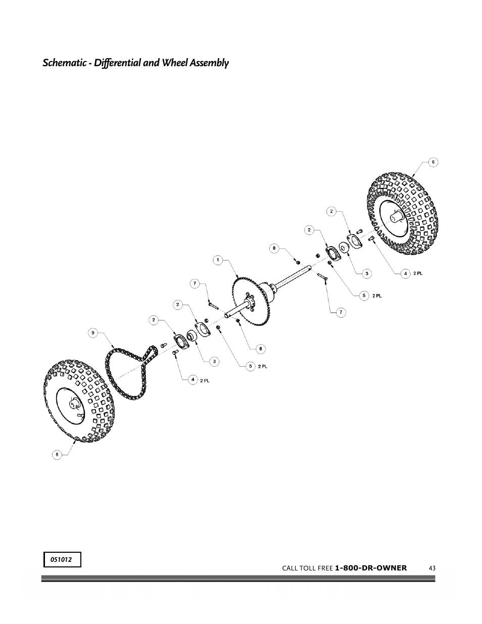 Schematic - differential and wheel assembly | DR Power Scout 8.25 (September 2005 - December 2006) User Manual | Page 47 / 50