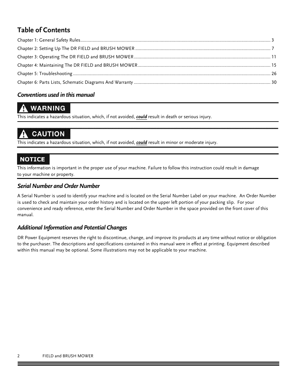 DR Power Walk-behind Pro User Manual | Page 2 / 44
