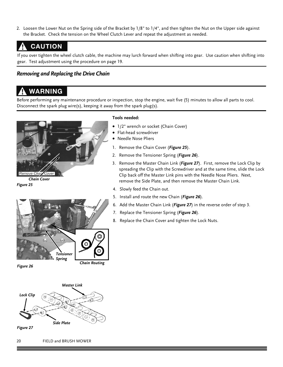 Removing and replacing the drive chain | DR Power Walk-behind Pro User Manual | Page 20 / 44