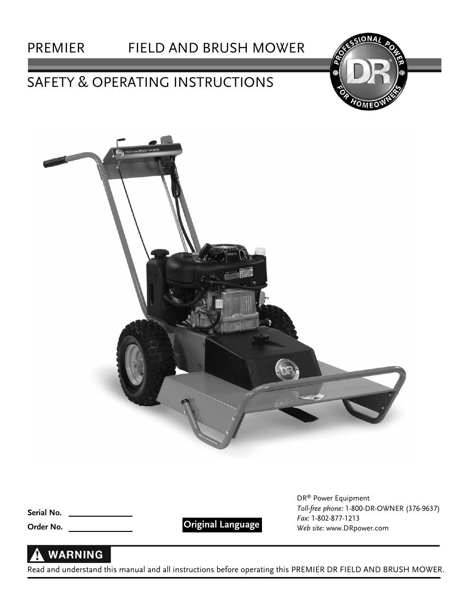 DR Power Walk-behind 12.5 Premier User Manual | 32 pages