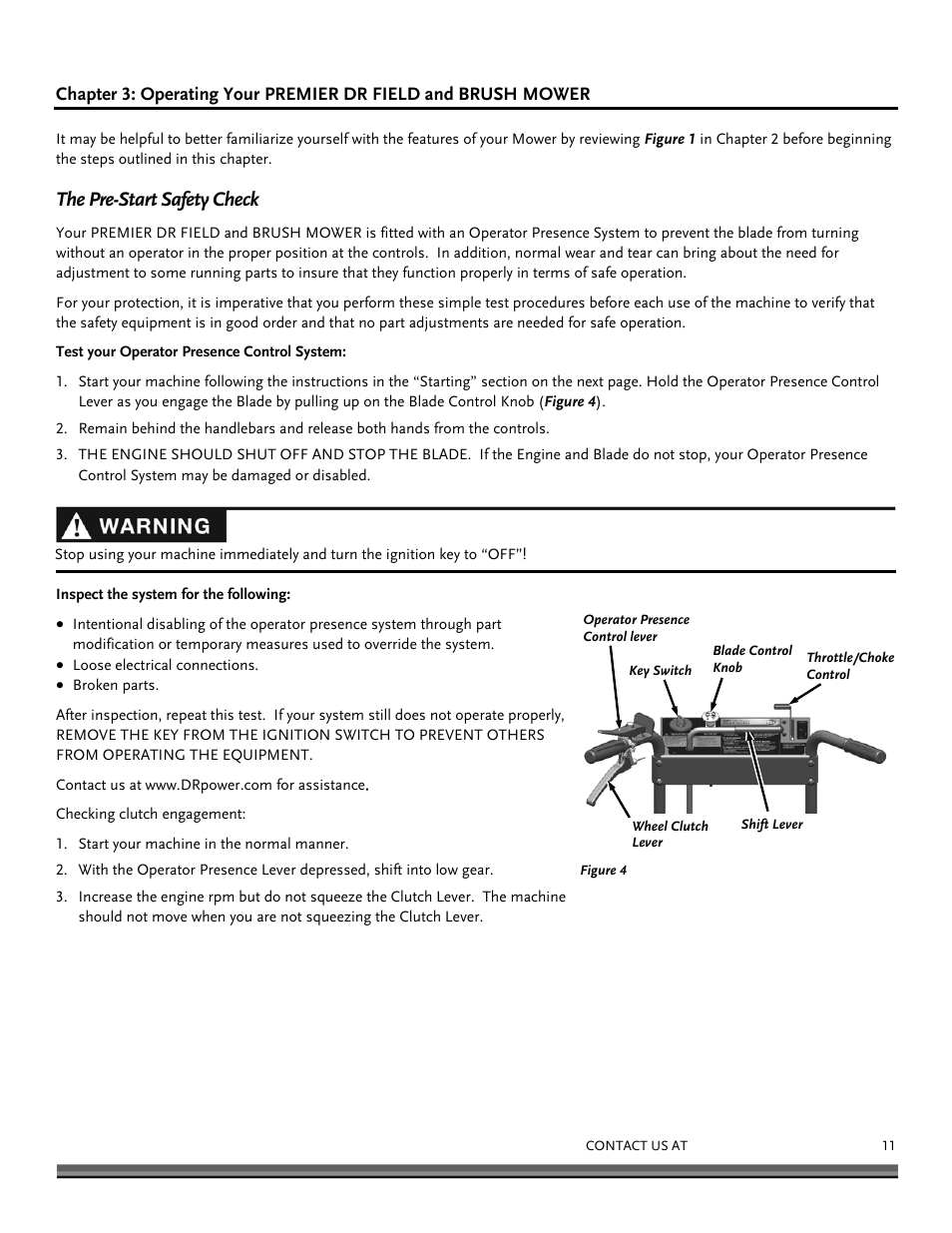 The pre-start safety check | DR Power Walk-behind 12.5 Premier User Manual | Page 11 / 32