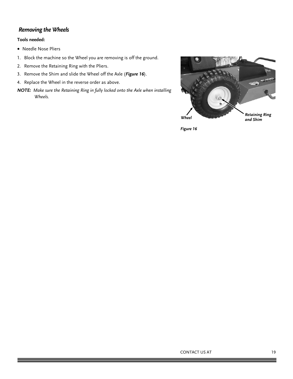 Removing the wheels | DR Power Walk-behind 12.5 Premier User Manual | Page 19 / 32