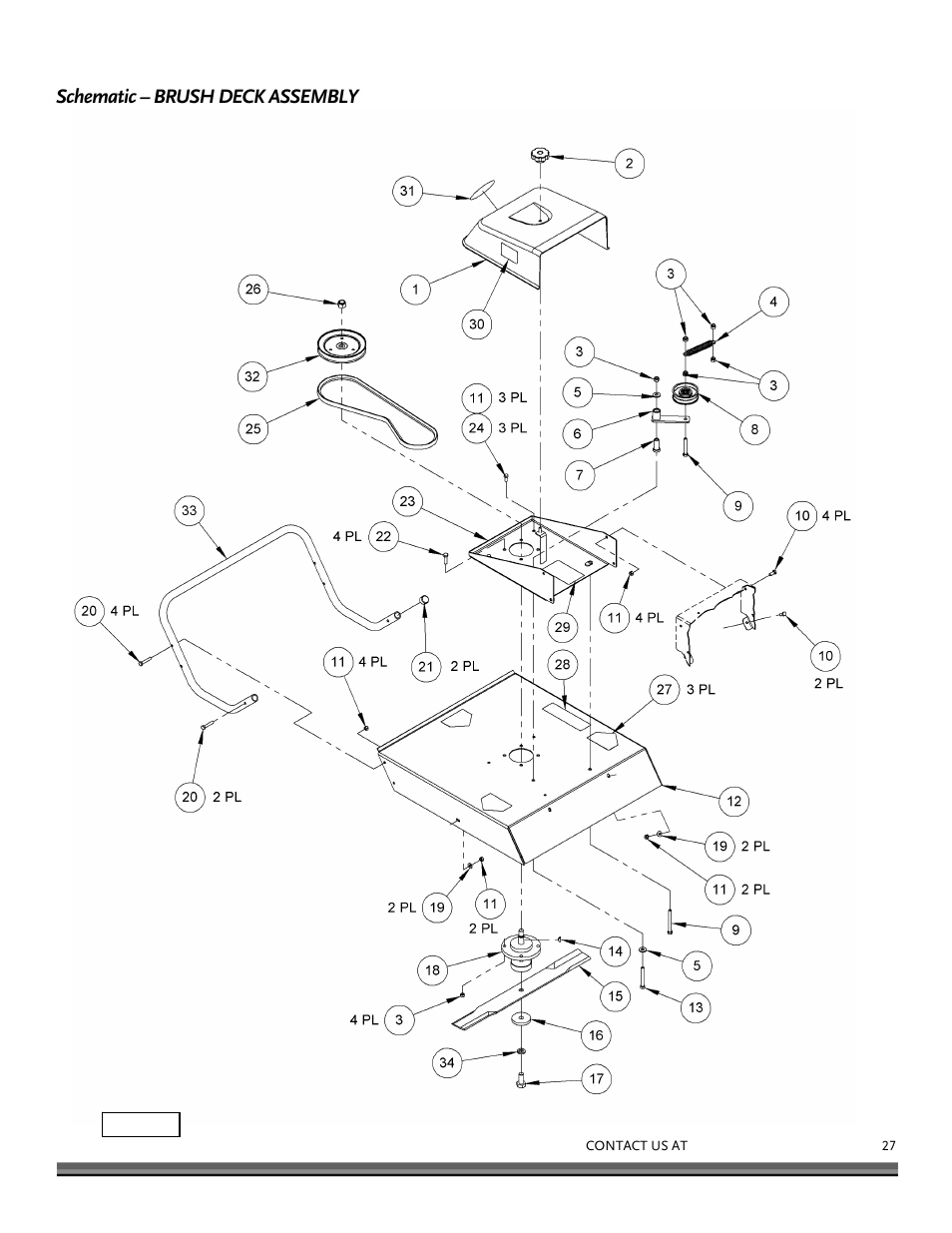 Schematic – brush deck assembly | DR Power Walk-behind 12.5 Premier User Manual | Page 27 / 32