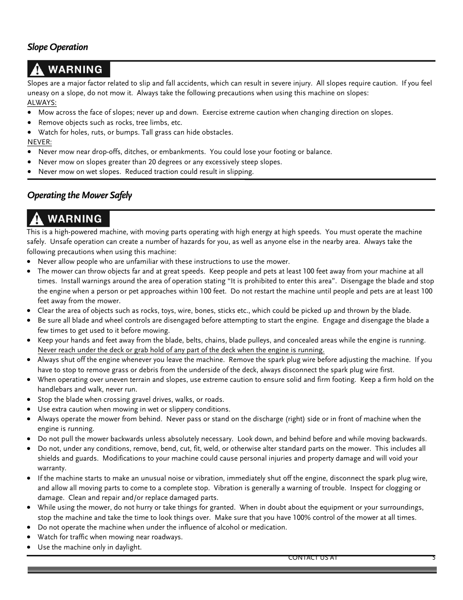 Slope operation operating the mower safely | DR Power Walk-behind 12.5 Premier User Manual | Page 5 / 32