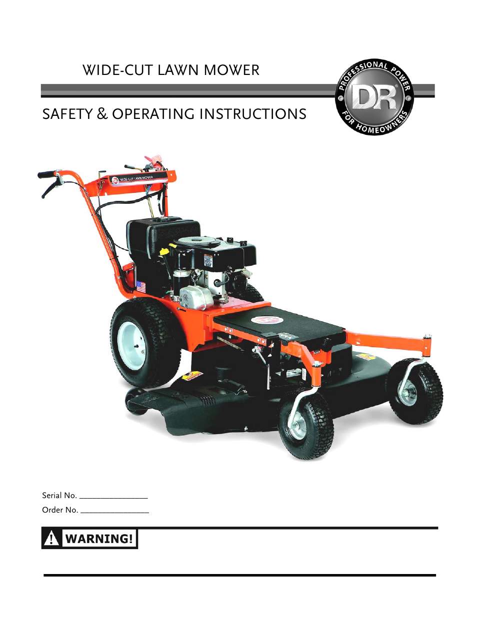 DR Power Walk-behind 12.5 HP Tecumseh with 42 Lawn Deck User Manual | 64 pages