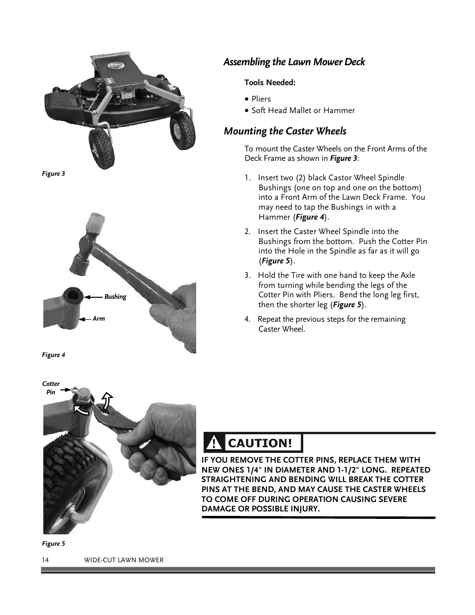 Assembling the lawn mower deck, Mounting the caster wheels | DR Power Walk-behind 12.5 HP Tecumseh with 42 Lawn Deck User Manual | Page 18 / 64