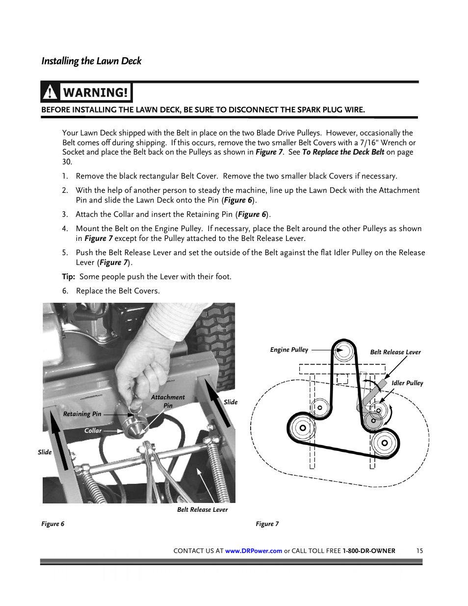 Installing the lawn deck | DR Power Walk-behind 12.5 HP Tecumseh with 42 Lawn Deck User Manual | Page 19 / 64