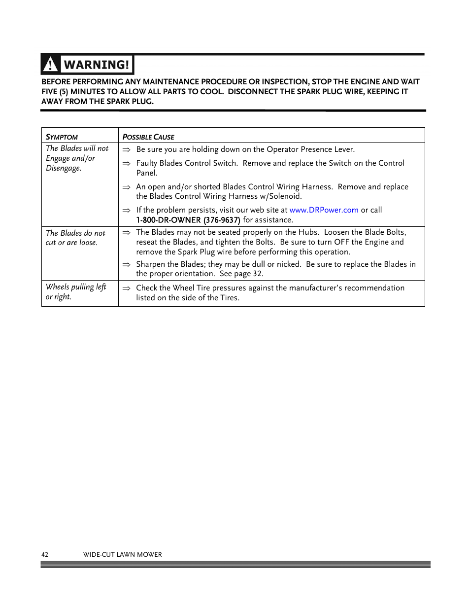DR Power Walk-behind 12.5 HP Tecumseh with 42 Lawn Deck User Manual | Page 46 / 64