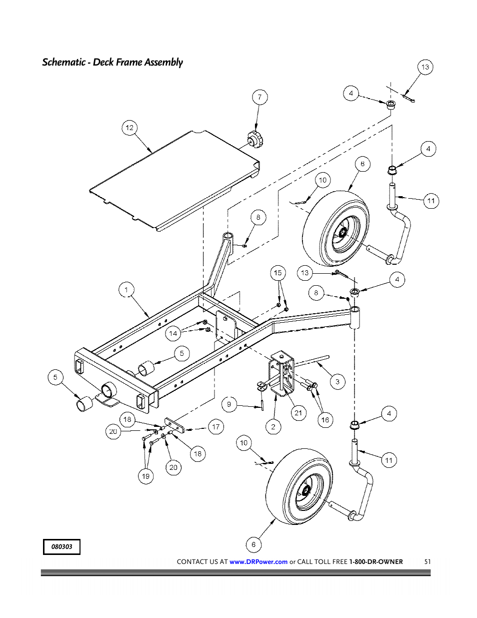 Schematic - deck frame assembly | DR Power Walk-behind 12.5 HP Tecumseh with 42 Lawn Deck User Manual | Page 55 / 64