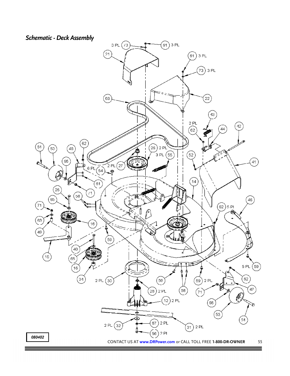 Schematic - deck assembly | DR Power Walk-behind 12.5 HP Tecumseh with 42 Lawn Deck User Manual | Page 59 / 64