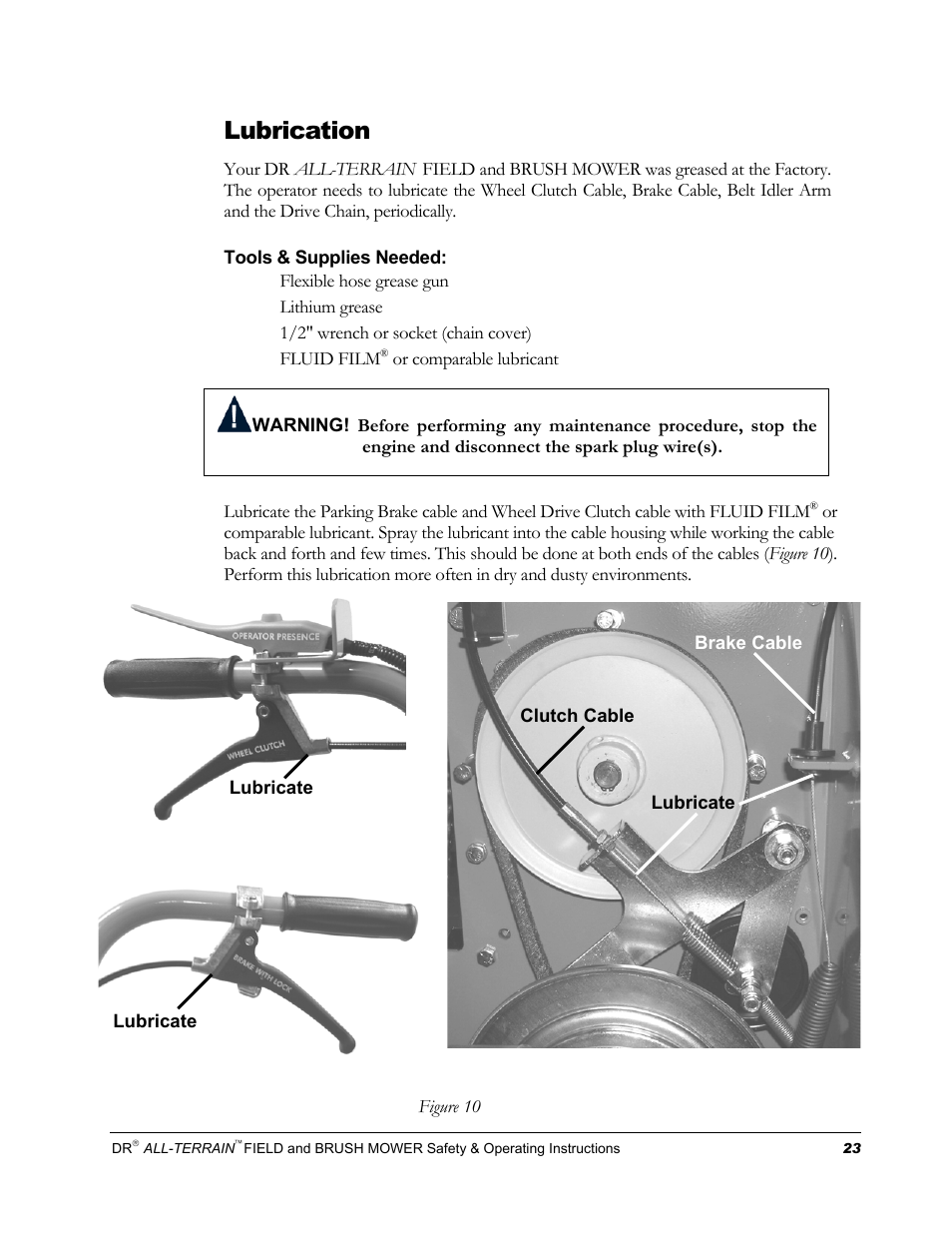 Lubrication | DR Power Walk-behind 13 - 17 HP (April 2005 - August 2005) User Manual | Page 27 / 54