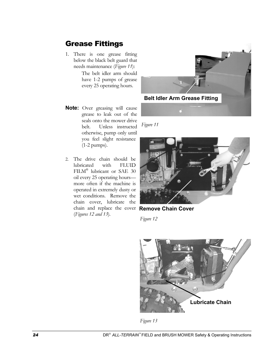 Grease fittings | DR Power Walk-behind 13 - 17 HP (April 2005 - August 2005) User Manual | Page 28 / 54