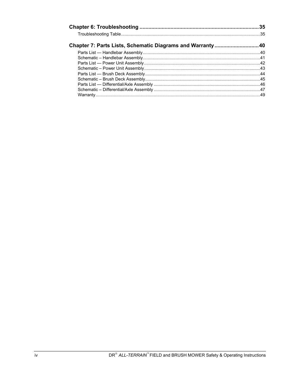 DR Power Walk-behind 13 - 17 HP (April 2005 - August 2005) User Manual | Page 4 / 54