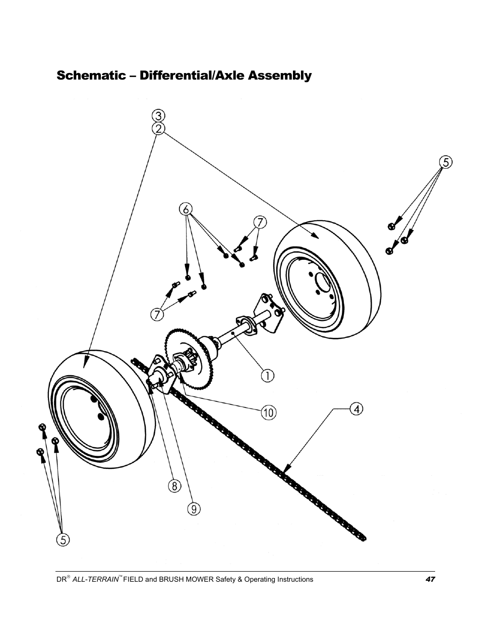 Schematic – differential/axle assembly | DR Power Walk-behind 13 - 17 HP (April 2005 - August 2005) User Manual | Page 51 / 54