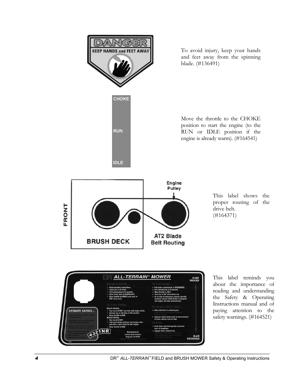 DR Power Walk-behind 13 - 17 HP (April 2005 - August 2005) User Manual | Page 8 / 54