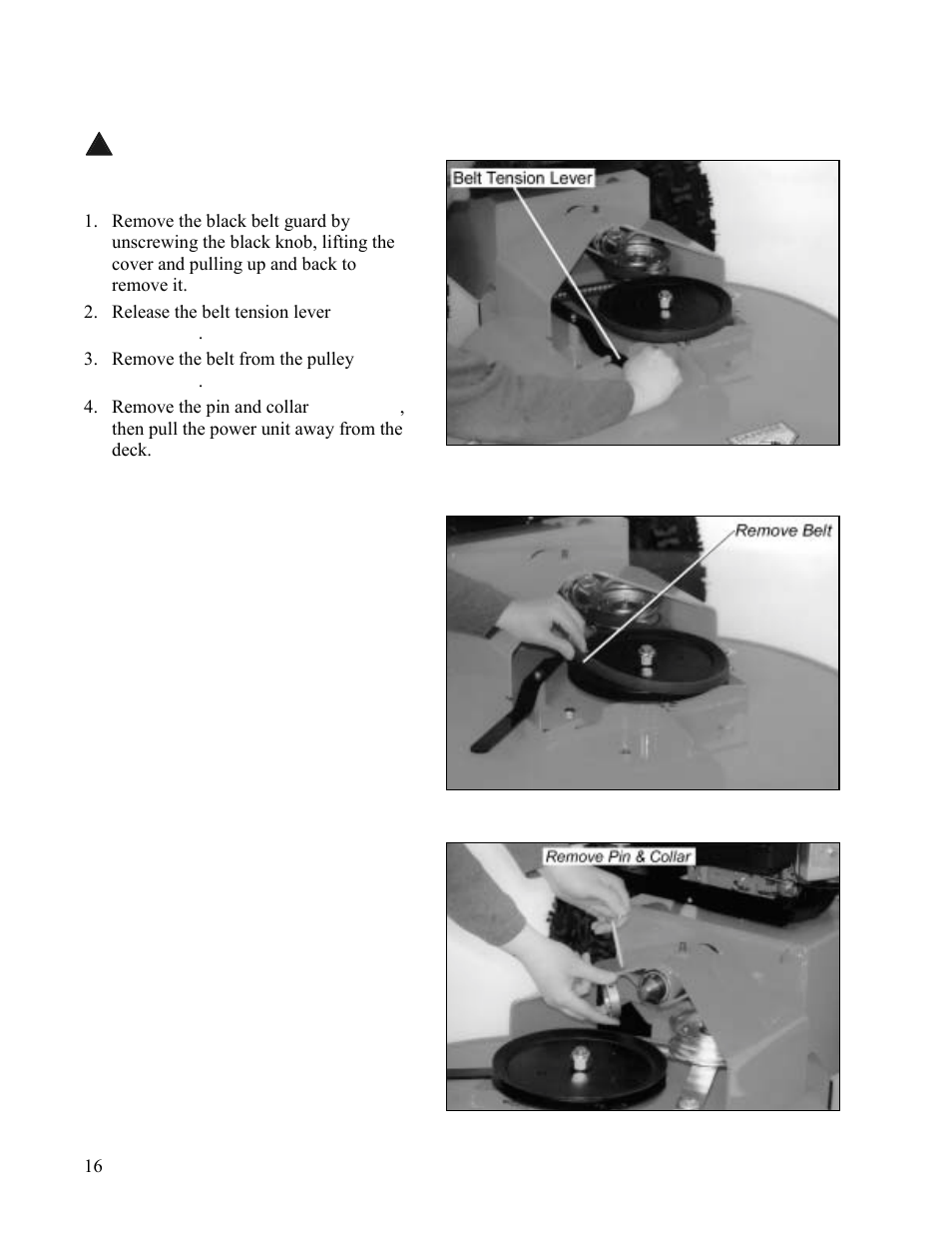 To remove or change the deck, Emove or, Hange the | DR Power Walk-behind 13 - 17 HP (May 2001 - February 2003) User Manual | Page 22 / 36