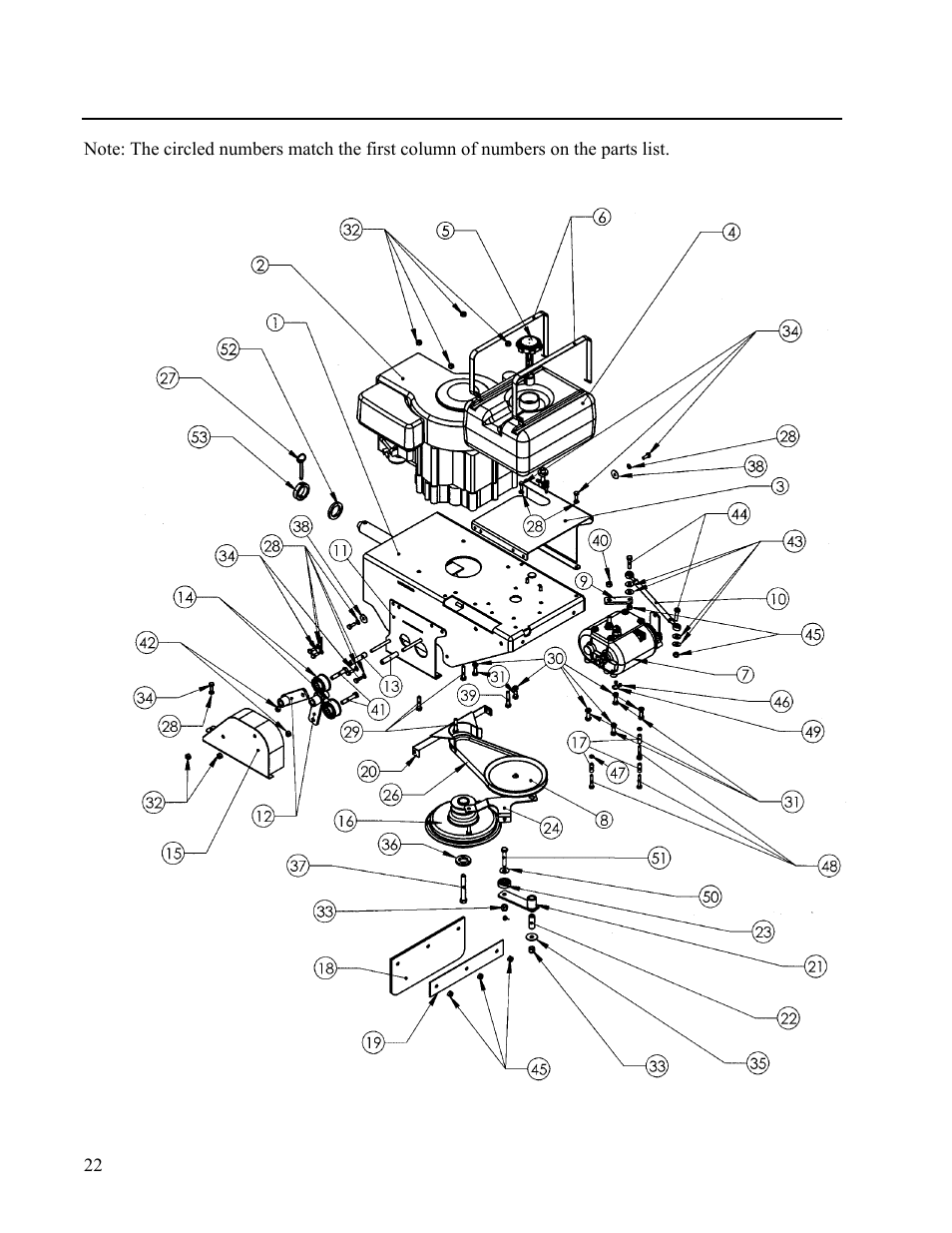 Power unit assembly | DR Power Walk-behind 13 - 17 HP (May 2001 - February 2003) User Manual | Page 28 / 36