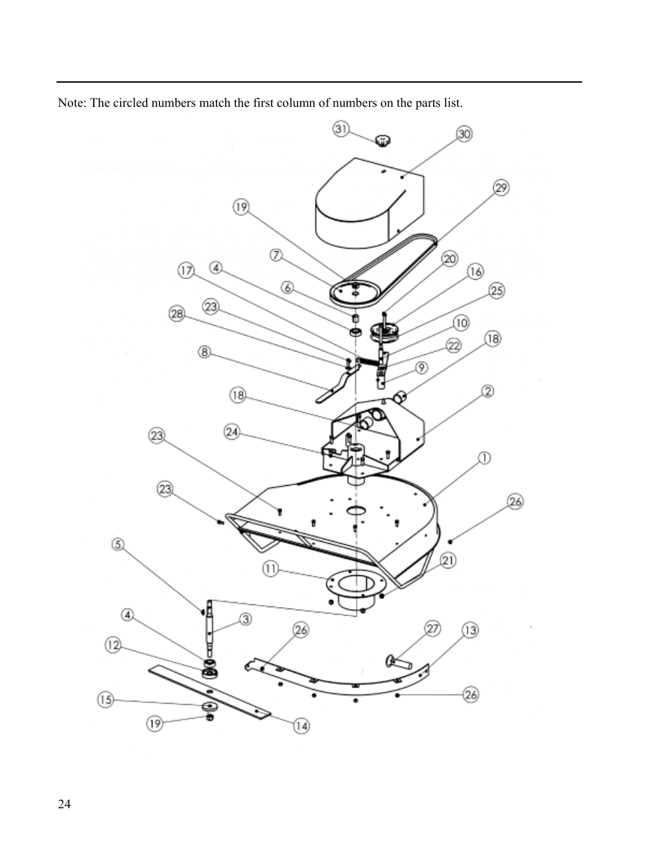 Brush deck assembly | DR Power Walk-behind 13 - 17 HP (May 2001 - February 2003) User Manual | Page 30 / 36