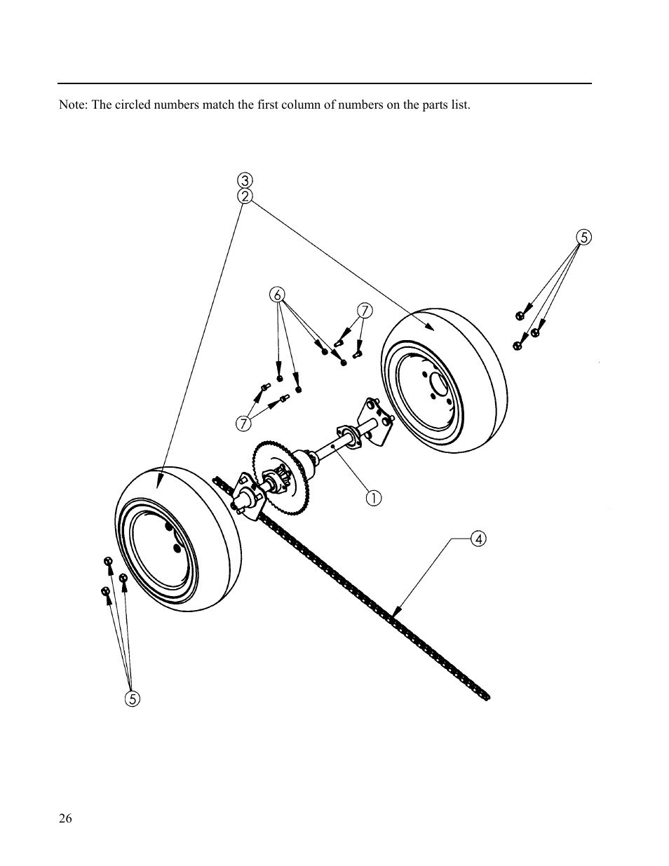 Differential/axle assembly | DR Power Walk-behind 13 - 17 HP (May 2001 - February 2003) User Manual | Page 32 / 36