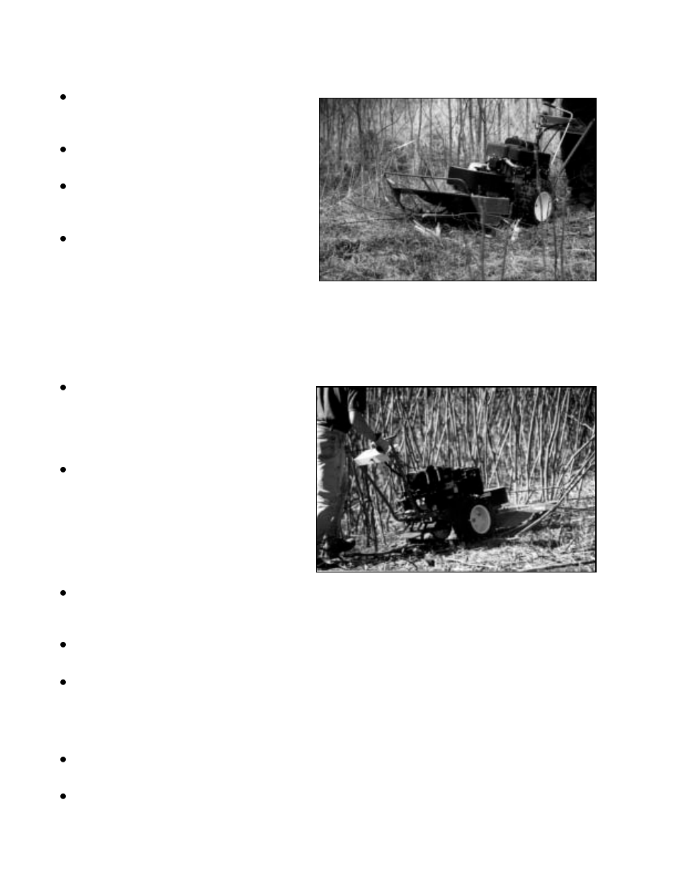 If the machine gets hung up, Cutting brush & saplings, Reverse | Cutting in wet & heavy growth, F the machine gets hung up, Utting, Rush, Aplings, Everse, Utting in | DR Power Walk-behind 8 - 15 HP (1998 - 2001) User Manual | Page 14 / 40