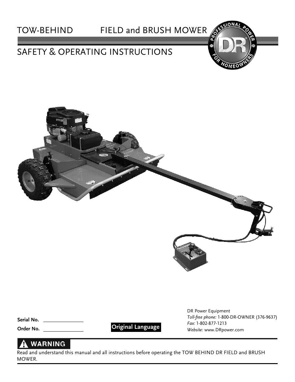 DR Power Tow Behind Premier 12.5hp B&S User Manual | 40 pages