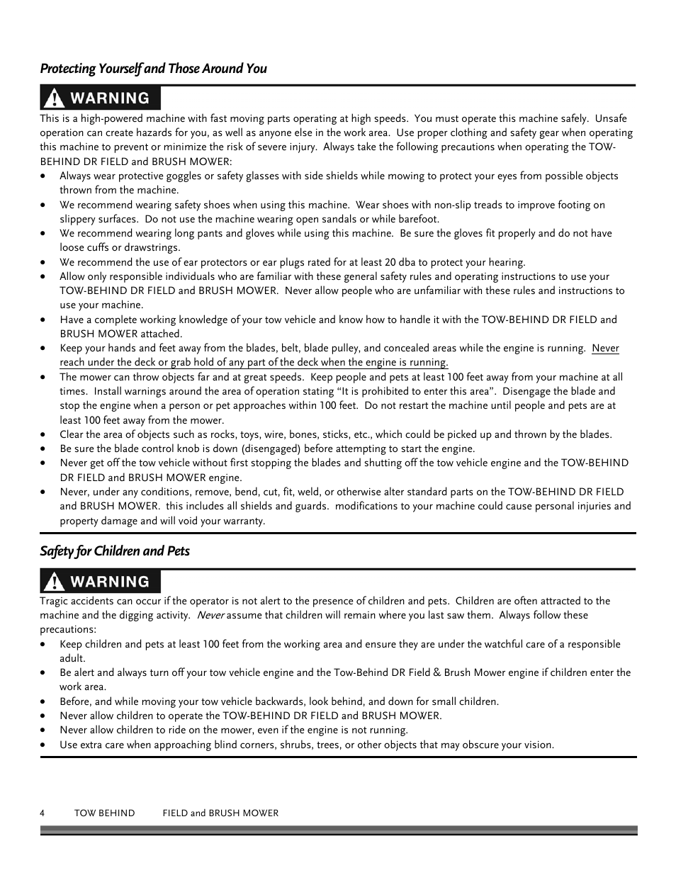 DR Power Tow Behind Premier 12.5hp B&S User Manual | Page 4 / 40