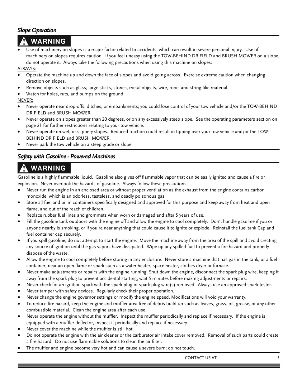 DR Power Tow Behind Premier 12.5hp B&S User Manual | Page 5 / 40