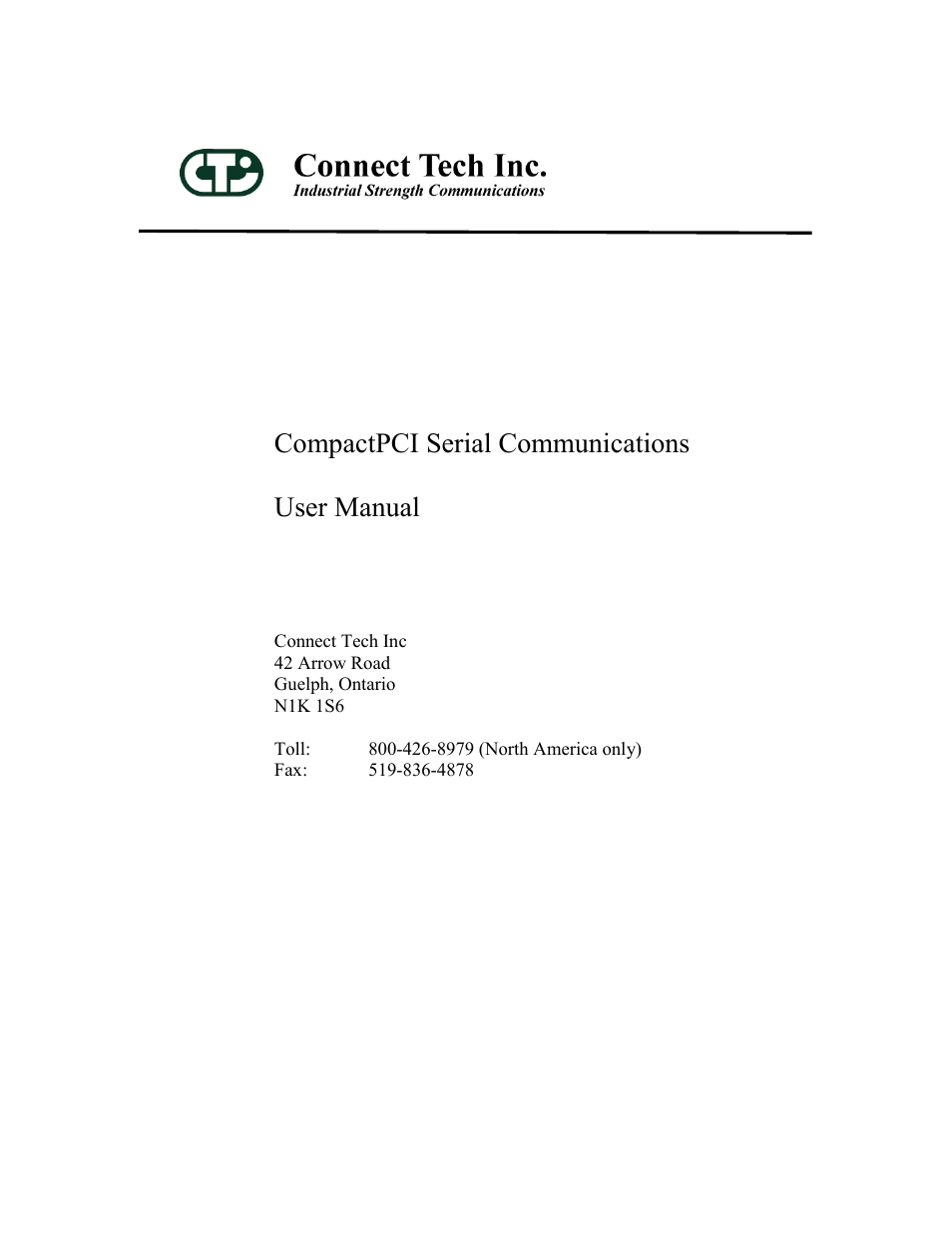 Connect Tech Titan/cPCI User Manual | 34 pages