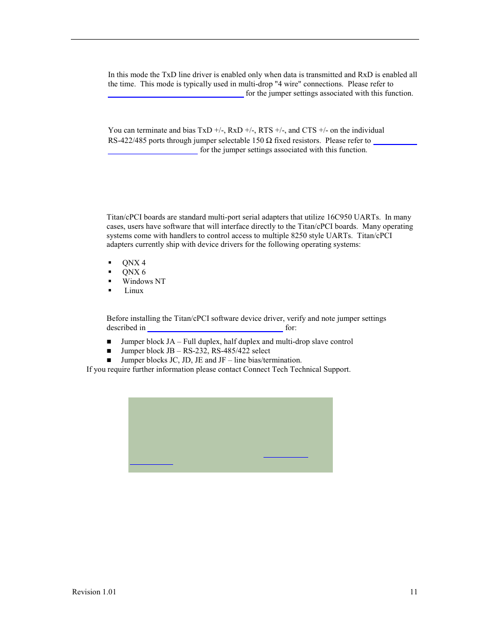 Multi-drop slave mode, Line termination, Software installation | Introduction, Software installation introduction | Connect Tech Titan/cPCI User Manual | Page 16 / 34