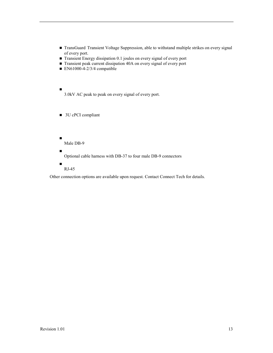 Surge suppression, Optical isolation, Dimensions | Connectors/interface | Connect Tech Titan/cPCI User Manual | Page 18 / 34