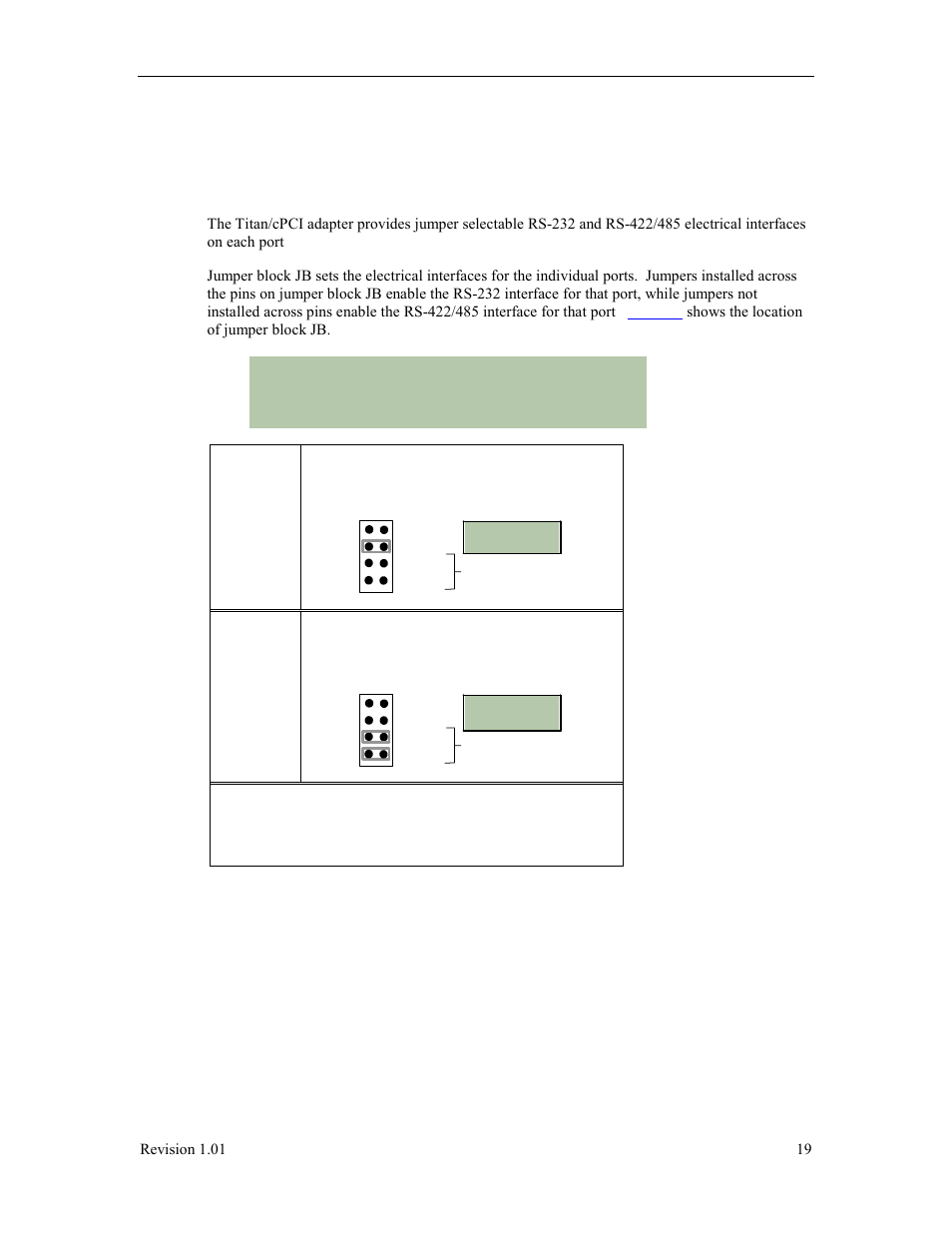 Appendix d: rs422/485 line interface, Titan/cpci adapters electrical interface selection, Appendix d: rs-422/485 line interface | Appendix d, Rs-422/485 line interface, Appendix d: rs-485/422 line interface | Connect Tech Titan/cPCI User Manual | Page 24 / 34
