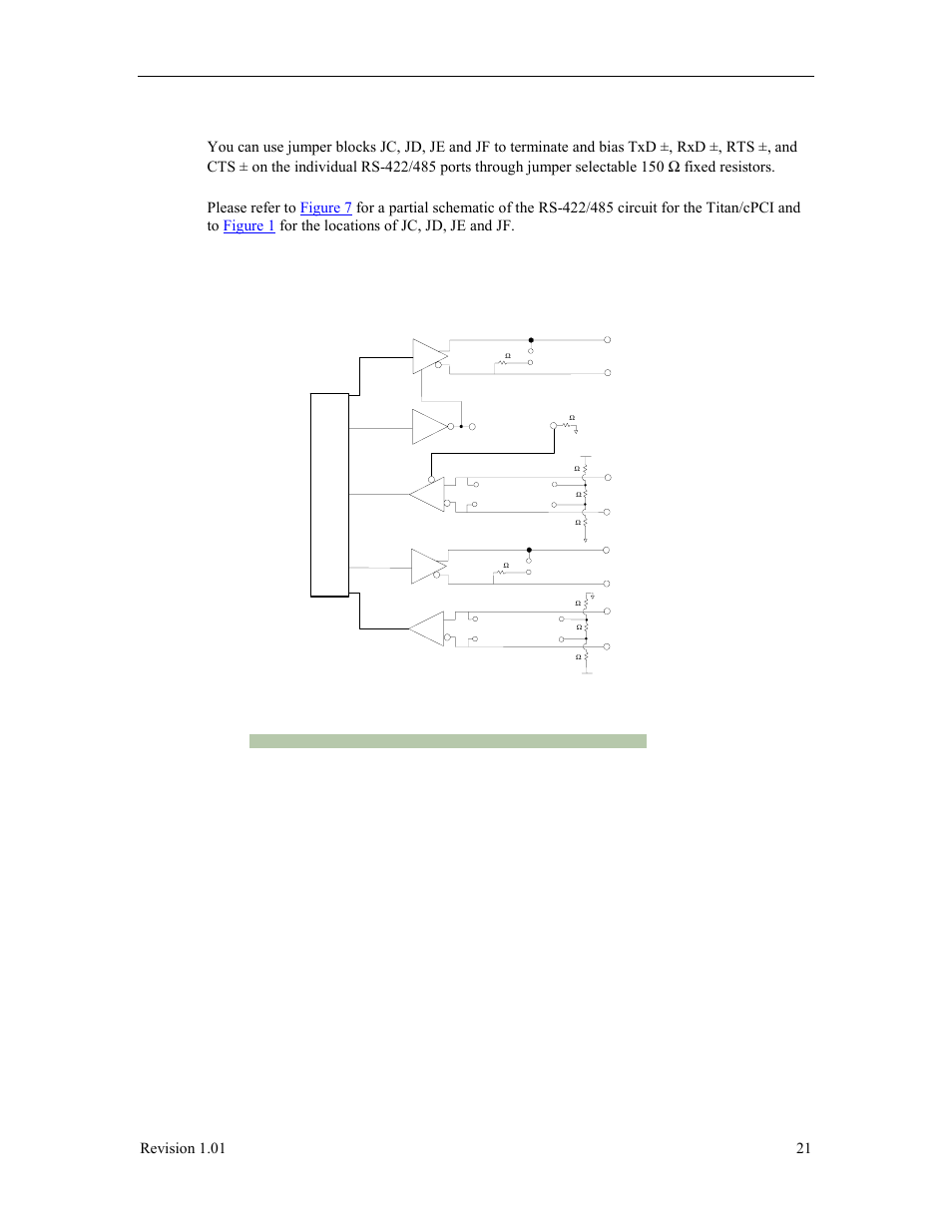Line termination, Figure 7: rs-422/485 partial schematic | Connect Tech Titan/cPCI User Manual | Page 26 / 34