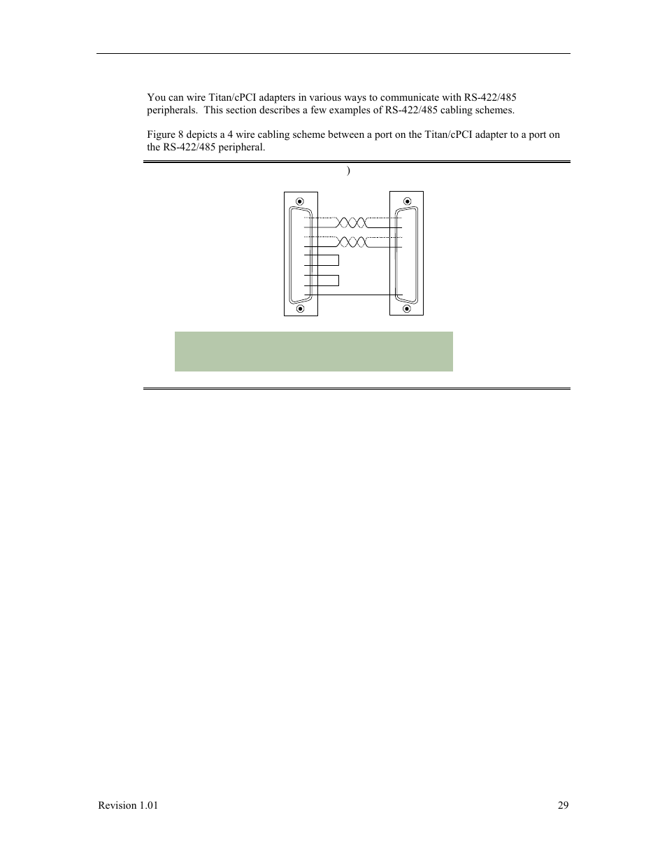 Rs-422/485 cable wiring, Figure 9: rs-422/485 wiring diagram (4 wire) | Connect Tech Titan/cPCI User Manual | Page 33 / 34