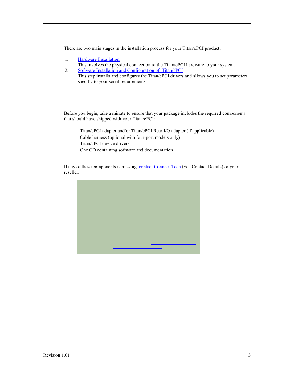 Titan/cpci installation overview, Hardware installation, Connecting the titan/cpci to your system | Connect Tech Titan/cPCI User Manual | Page 8 / 34
