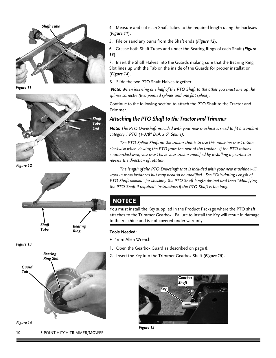 Attaching the pto shaft to the tractor and trimmer | DR Power 3-Point Hitch (April 2015 - Present) User Manual | Page 10 / 28