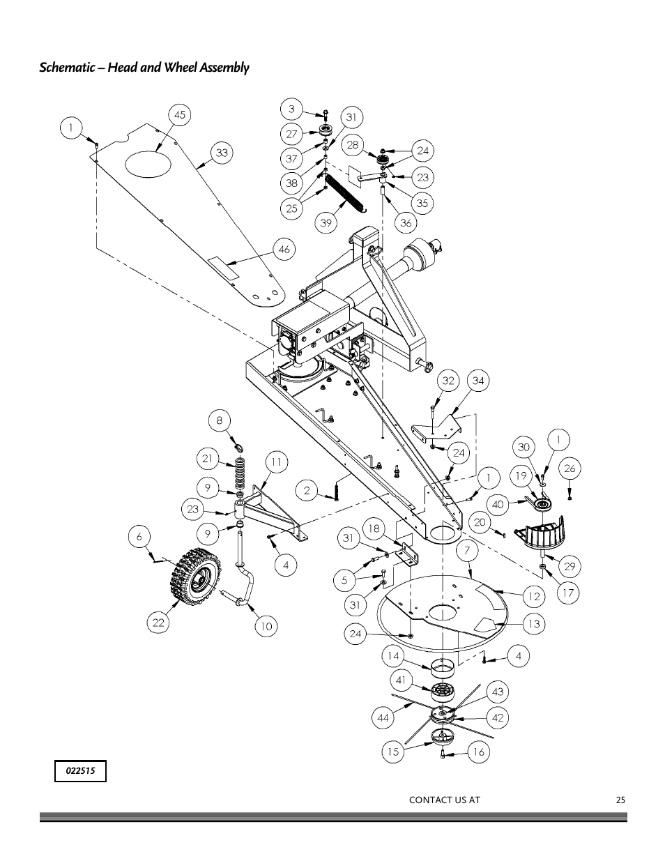 Schematic – head and wheel assembly | DR Power 3-Point Hitch (April 2015 - Present) User Manual | Page 25 / 28