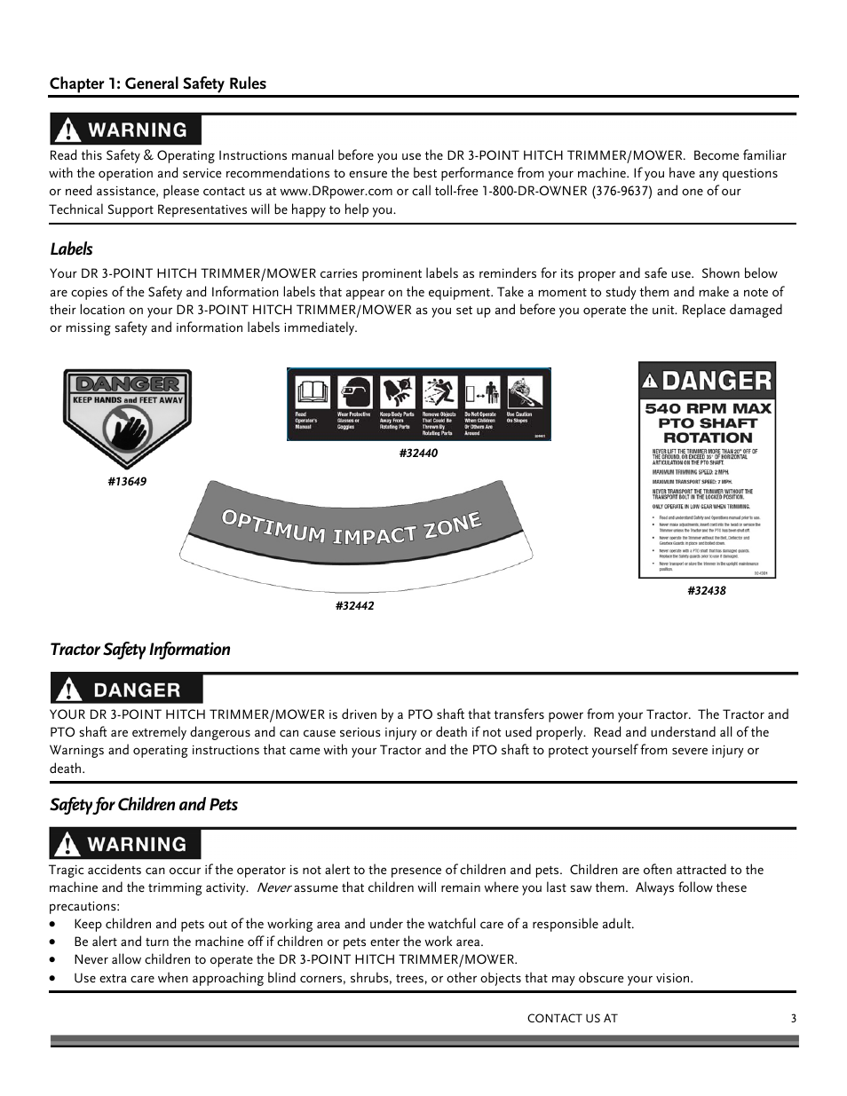 Labels | DR Power 3-Point Hitch (April 2015 - Present) User Manual | Page 3 / 28