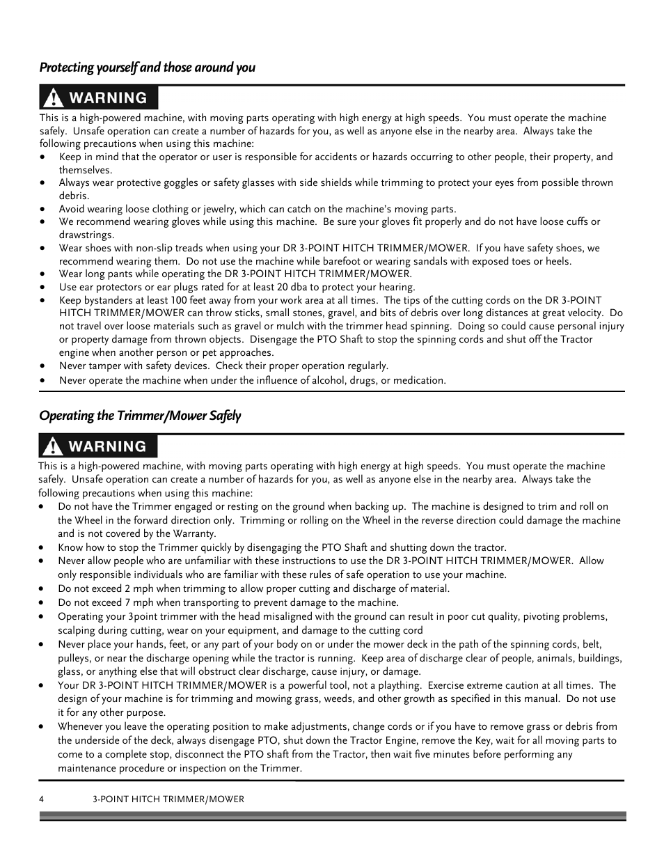 DR Power 3-Point Hitch (April 2015 - Present) User Manual | Page 4 / 28