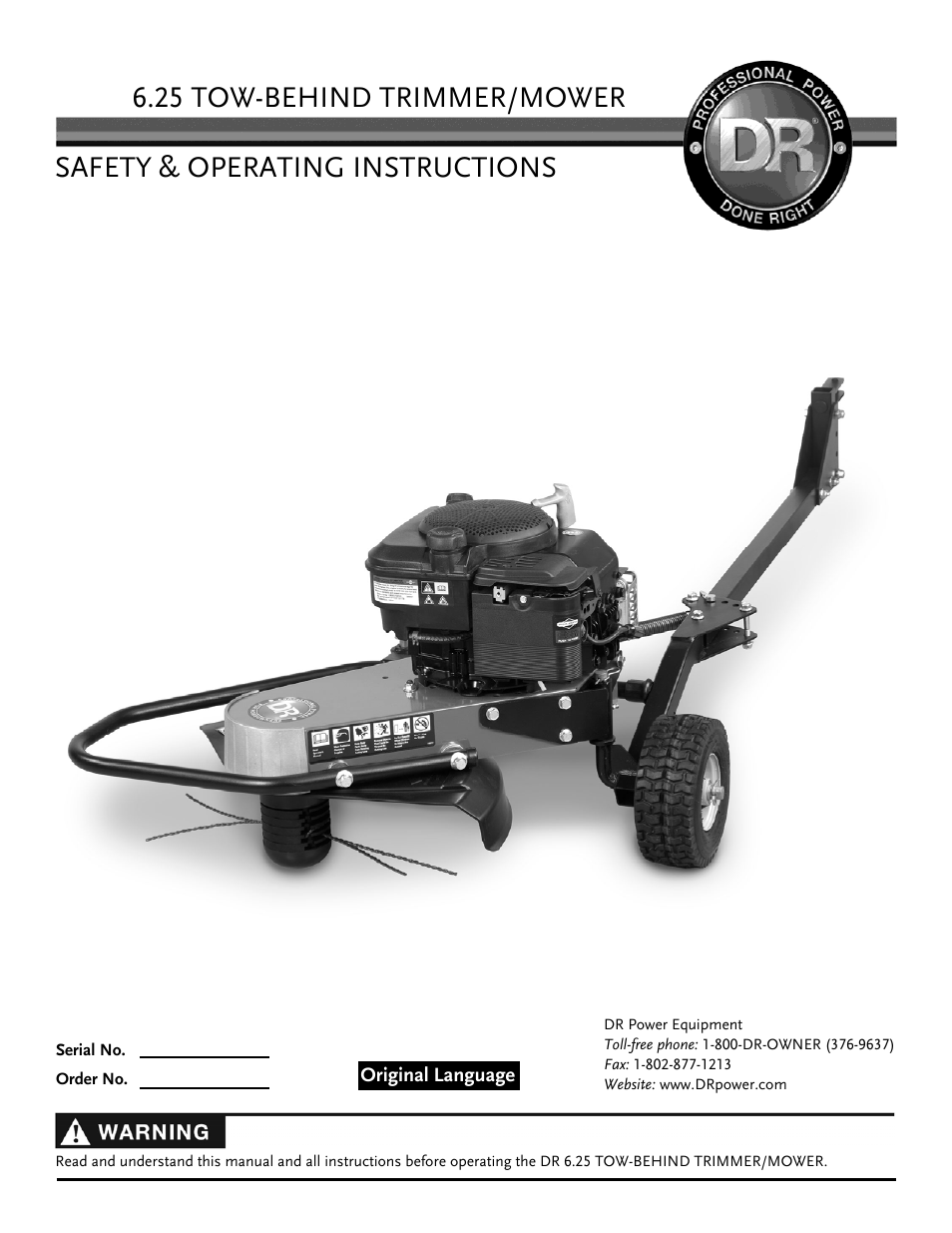 DR Power Tow-Behind Yard Trimmer User Manual | 28 pages